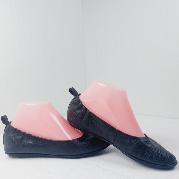 Fitflop Women's Black Allegro Leather Croco Ballet Pump Flats Size US 6.5 - Picture 4 of 12
